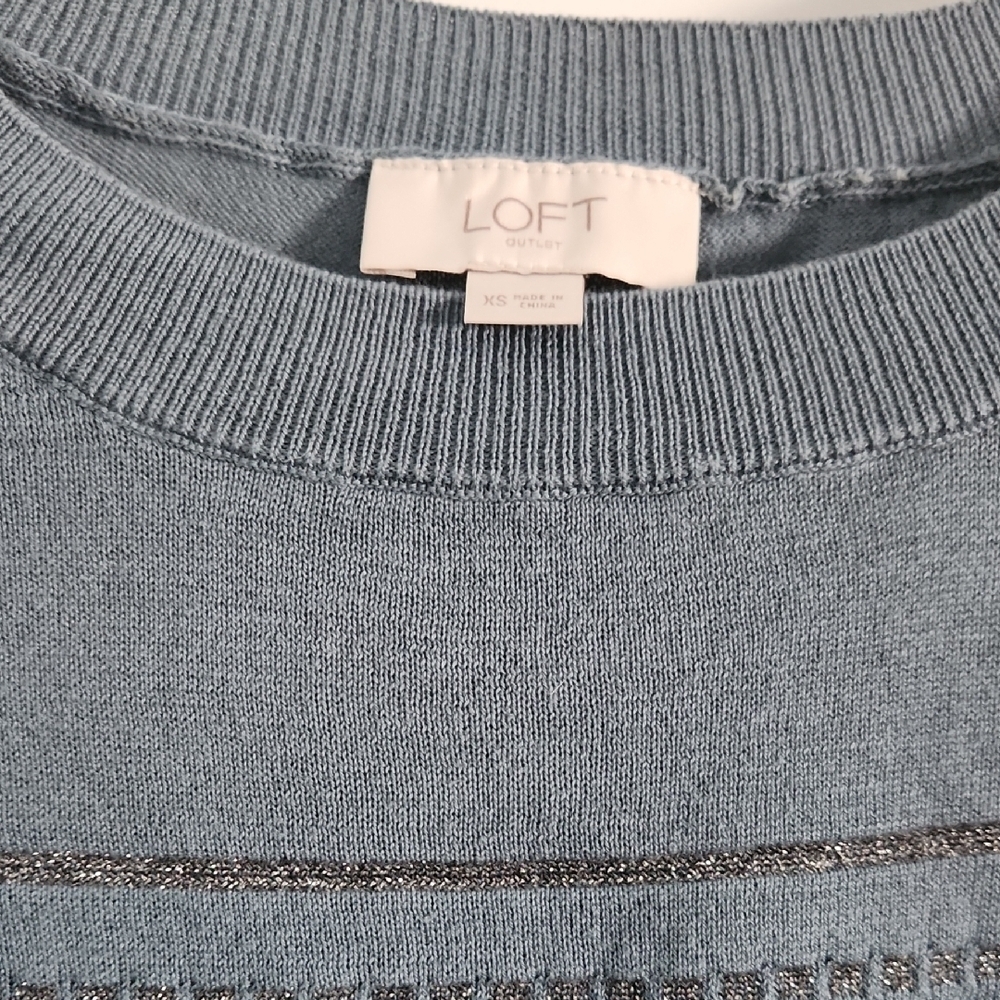 LOFT Blue Knit Top - Picture 4 of 4